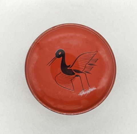 Natsume,Tea container, Crane, pine tree and a turtle