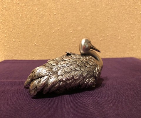 Silver crane incense burner
