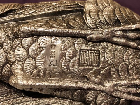 Silver crane incense burner